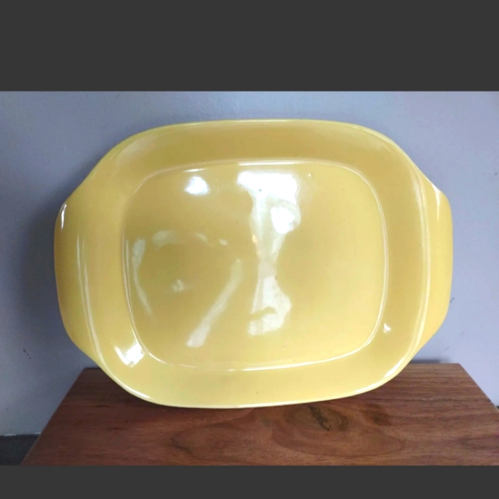 Vintage 1940s Bauer La Linda Yellow Glossy 12 Inch Rectangular Serving Platter